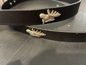 Black Genuine Leather Belt with 4 Buck Hunting Conchos Sizes 28, 30, 32, 38 NEW